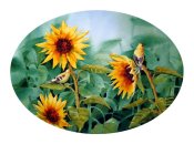The sunflowers and the gold finches - Giclée Print