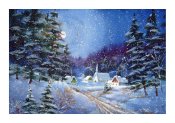 Hameau sous la lune - Greeting Card